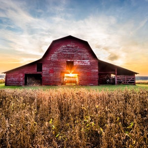 Barn Sunset, old barn, red barn, farm scene, sunset photography, fine art print, canvas print ,country photography,pastoral scene,wall decor