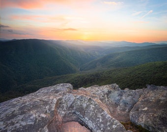 Blue Ridge Parkway print,canvas print,Sunrise photograph,Mountain Smoky Mountains,Nature print,Fine art print,Appalachian mountain photo,