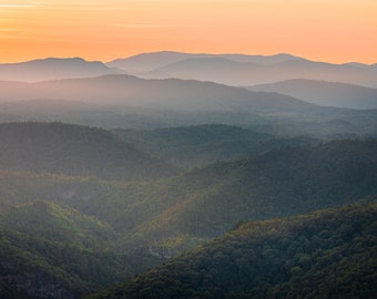 Blue Ridge Parkway print,canvas print,sunset photograph,Mountain Smoky Mountains,Nature print,Fine art print,Appalachian mountain photo,