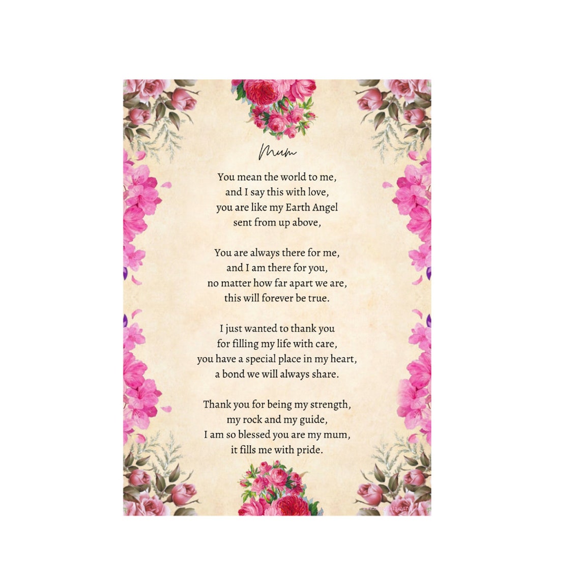 Mothers Day Poem, Mum Gift, Printable Poem, Original Poetry PDF - Etsy
