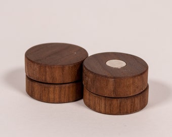 4 Fridge Magnets made out of Walnut | Handmade from Solid and High Quality Wood for a pin wall or as a gift