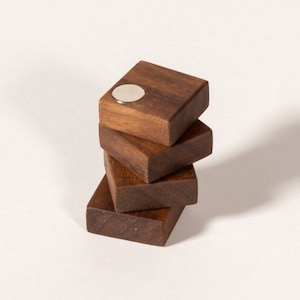 4 Fridge Magnets made out of Walnut | Handmade from Solid and High Quality Wood for a pin wall or as a gift