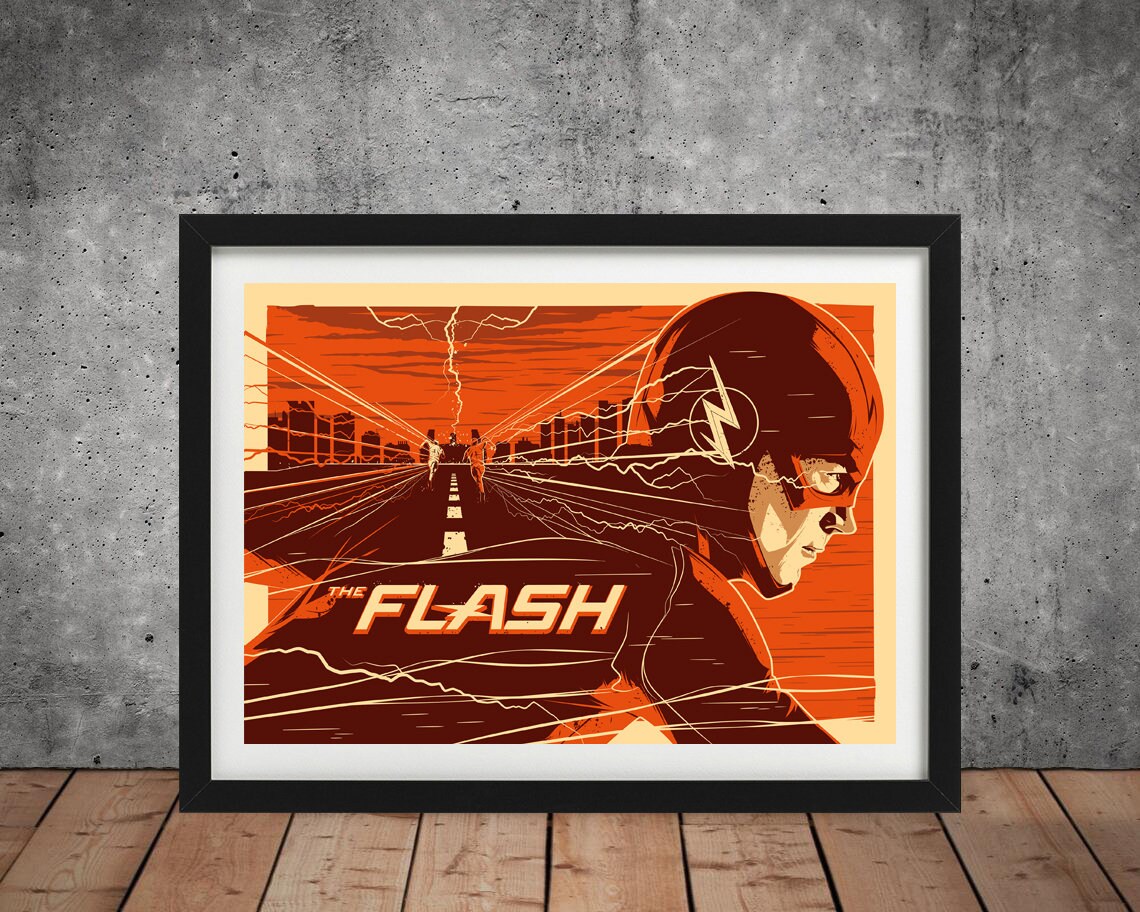 The Flash Poster Superhero Art Flash Wall Art The Flash Etsy