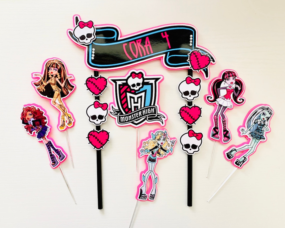 Personalized Monster High Theme Cake Topper Etsy
