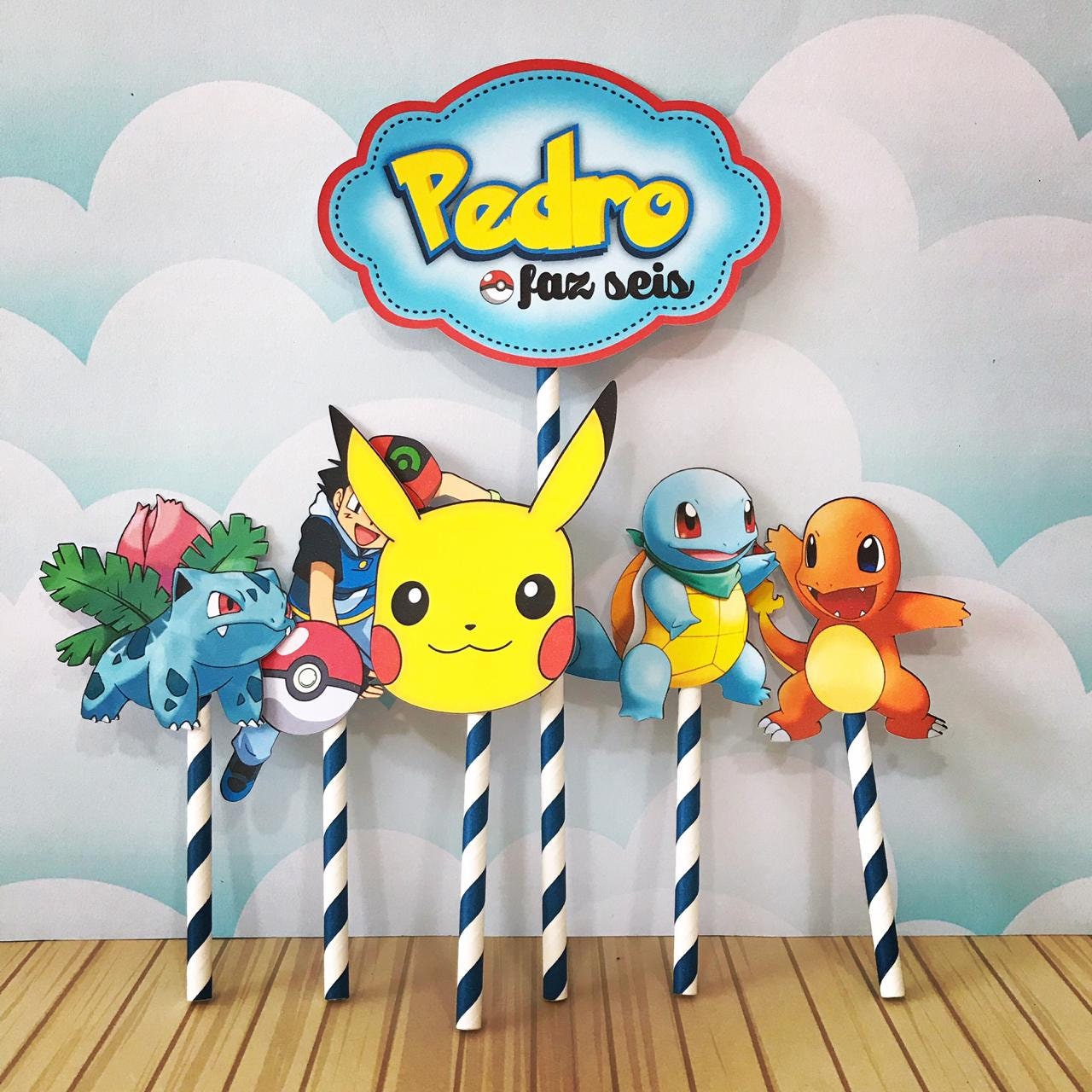 Personalized Pokemon Theme Cake Topper | Etsy