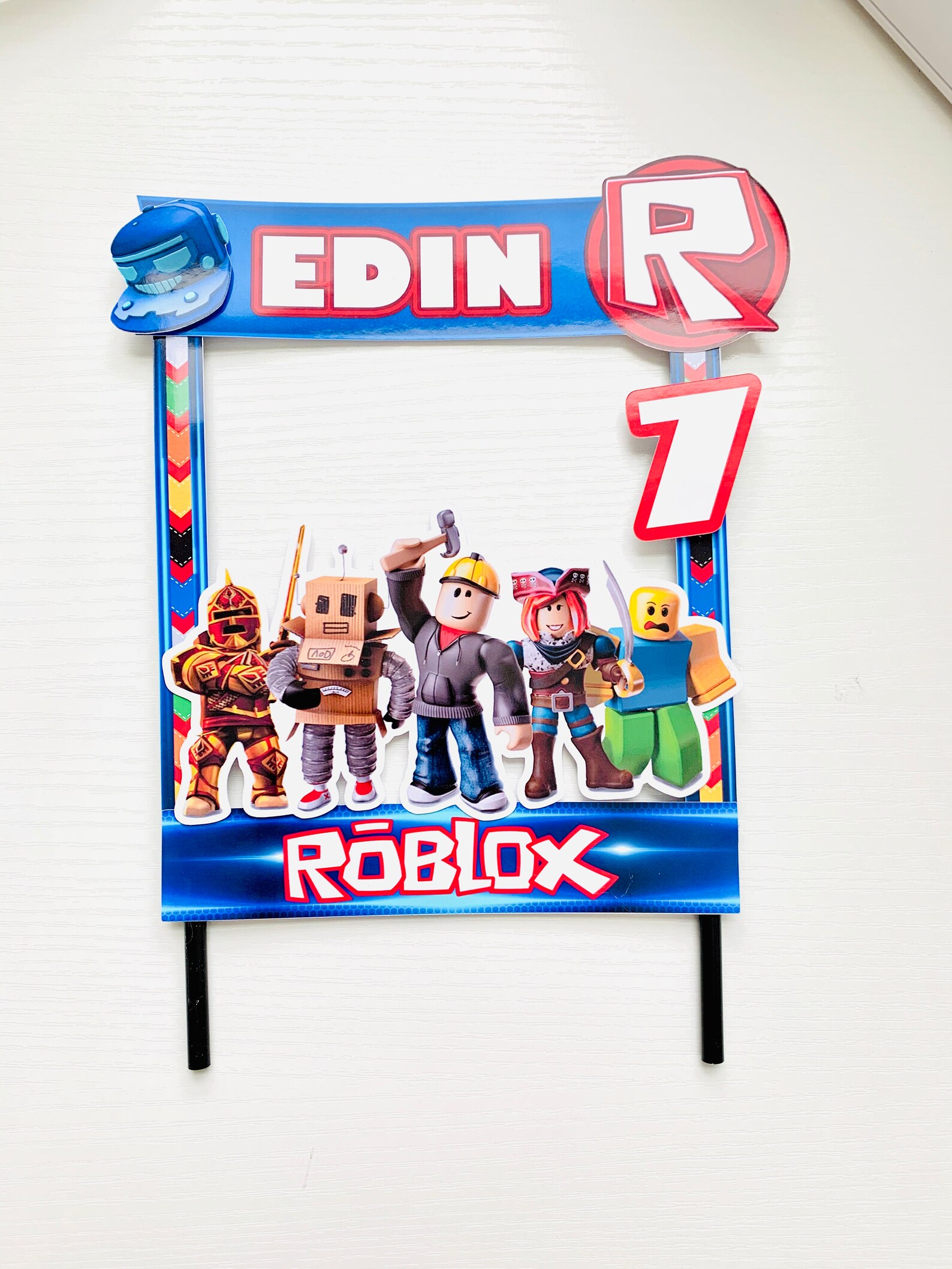 Personalized Roblox Theme Cake Topper Etsy
