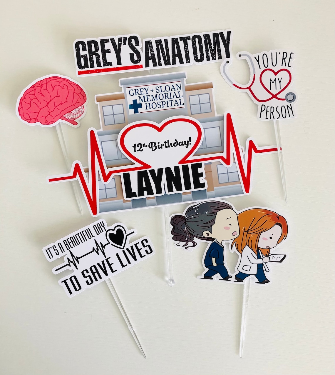 Personalized Grey's Anatomy Theme Cake Topper Etsy