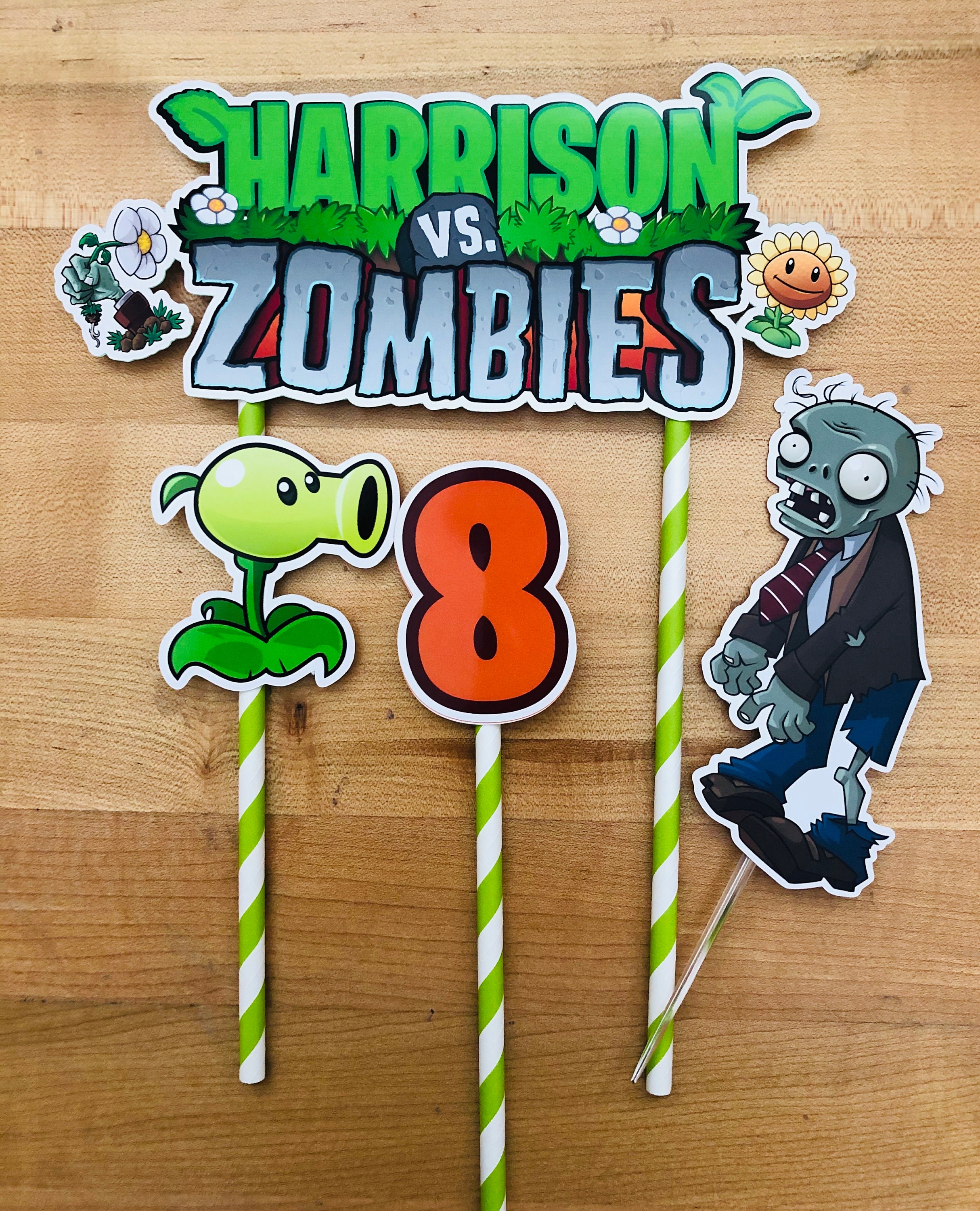 Personalized Plants vs. Zombies Theme Cake Topper | Etsy