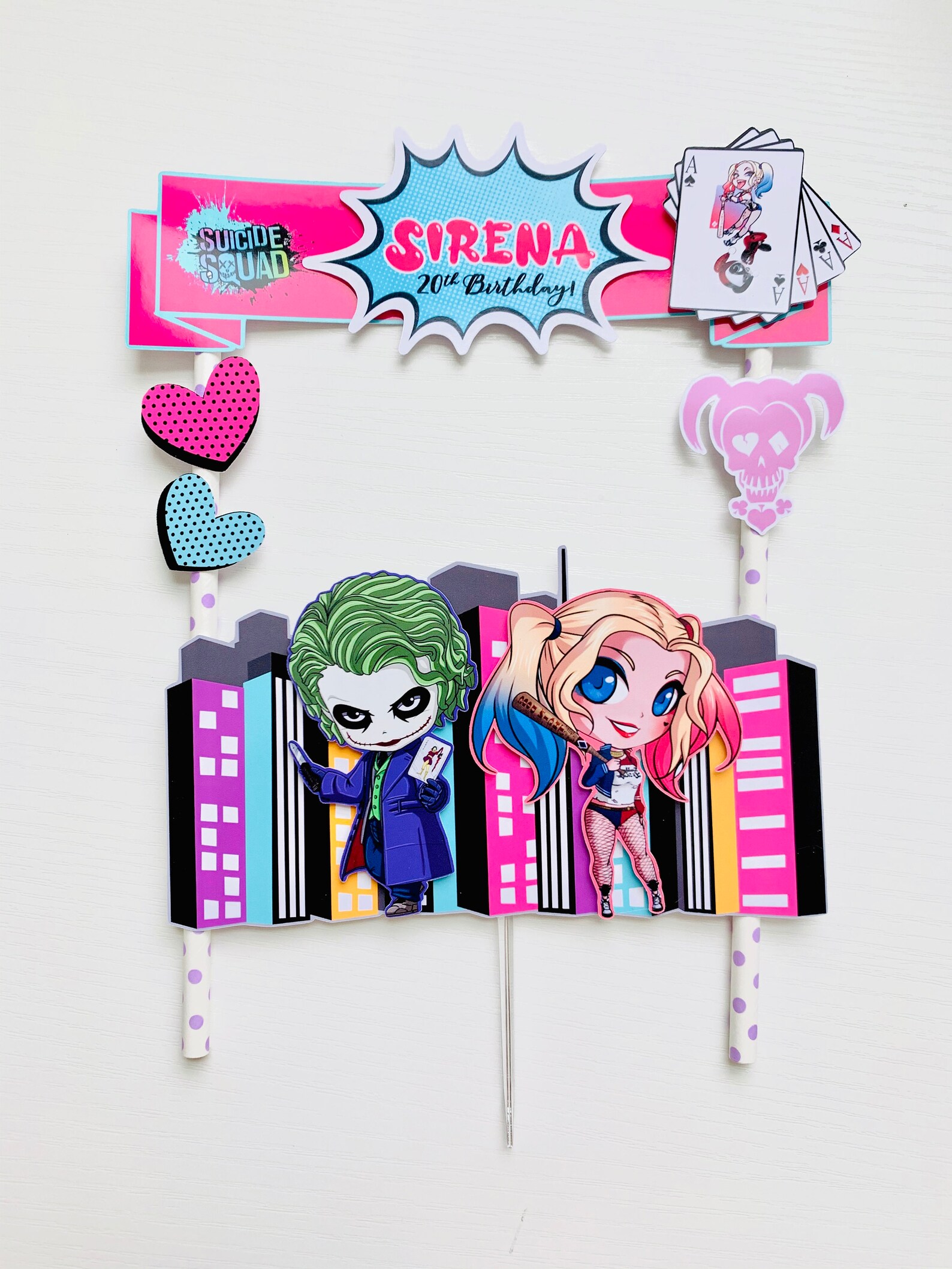 Personalized Harley Quinn Theme Cake Topper Etsy