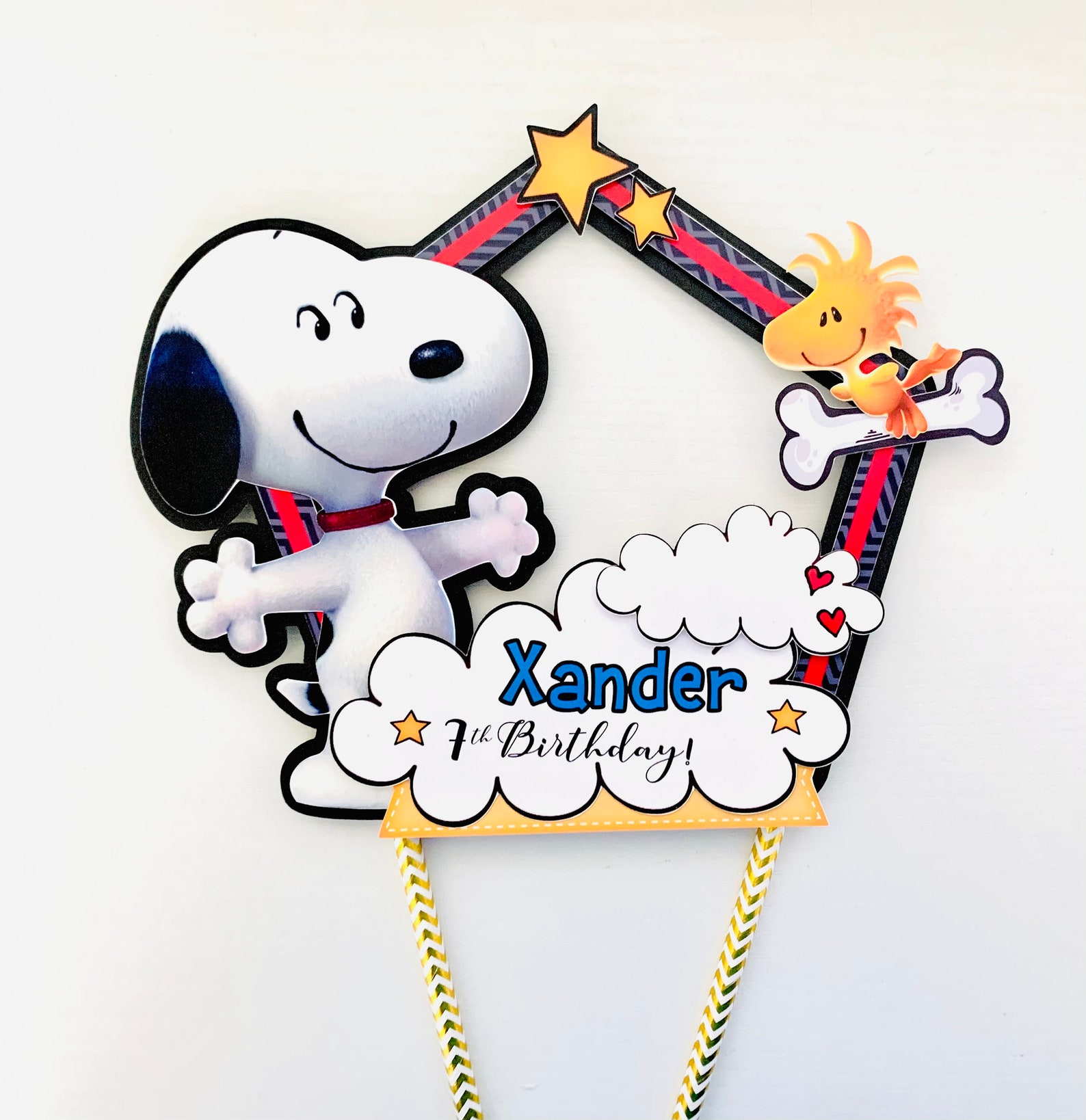 Personalized Snoopy Theme Cake Topper Etsy