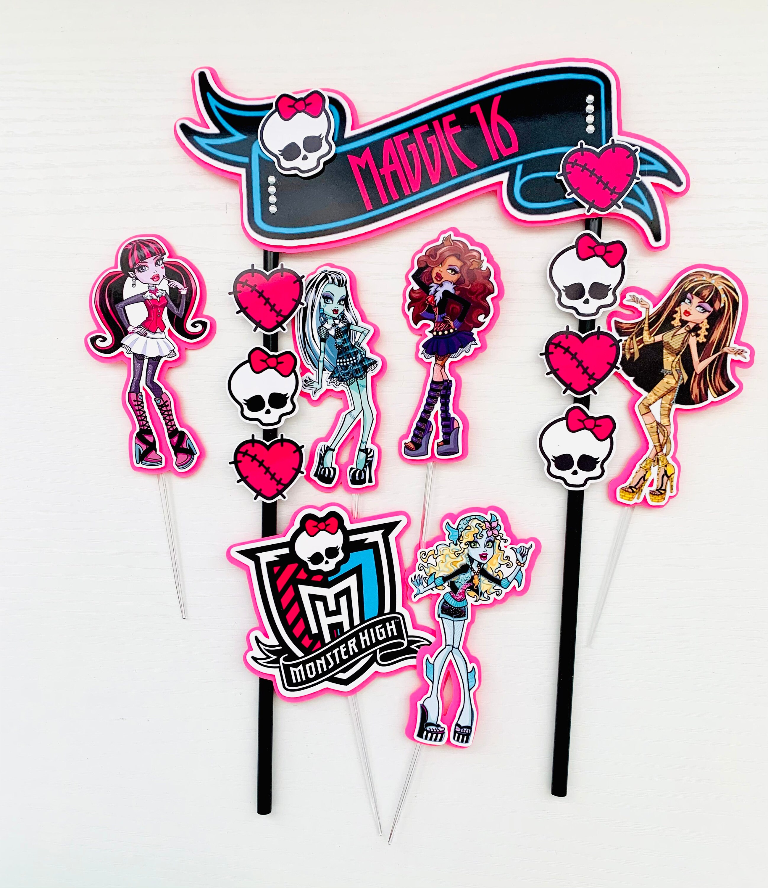Personalized Monster High Theme Cake Topper | Etsy