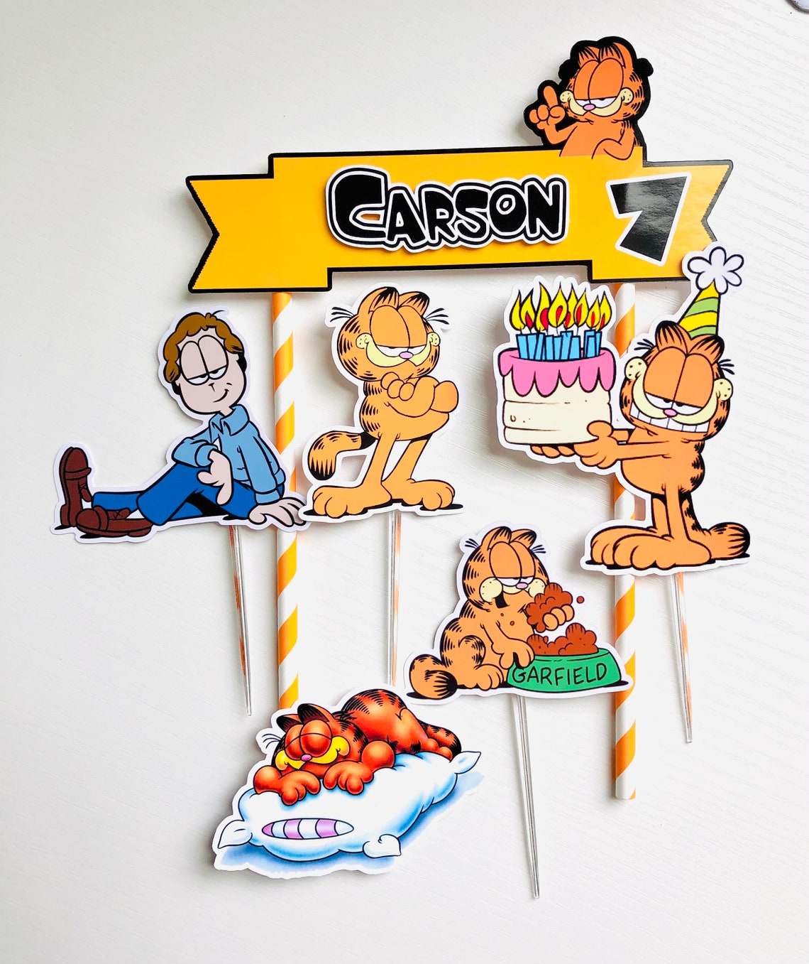 Personalized Garfield Theme Cake Topper | Etsy
