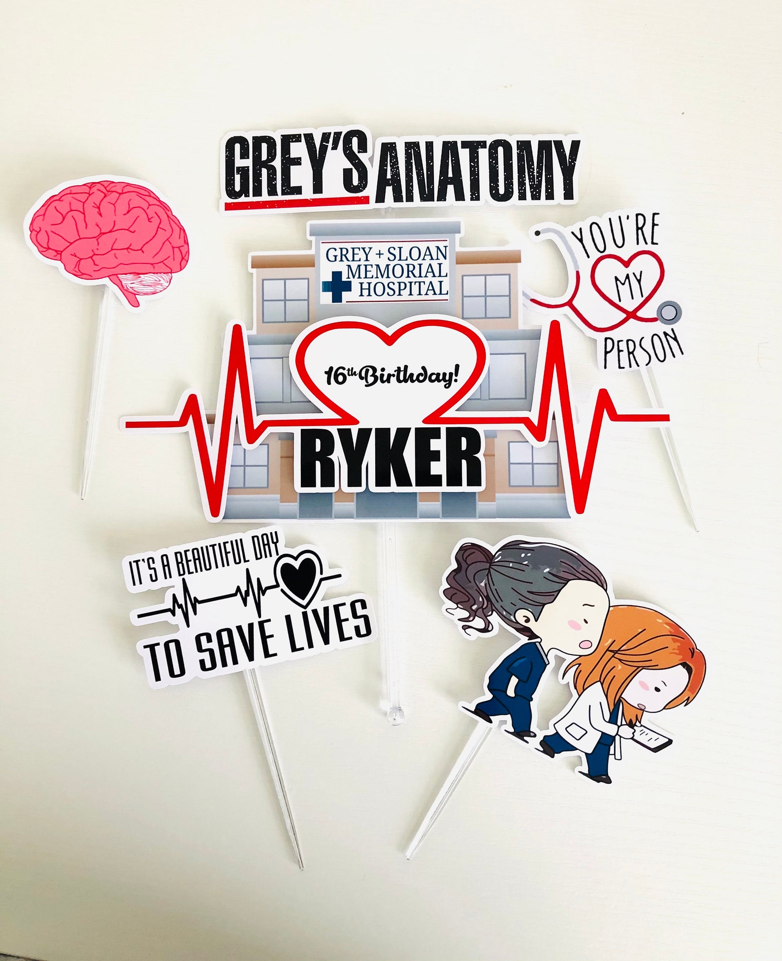 Personalized Grey's Anatomy Theme Cake Topper Etsy