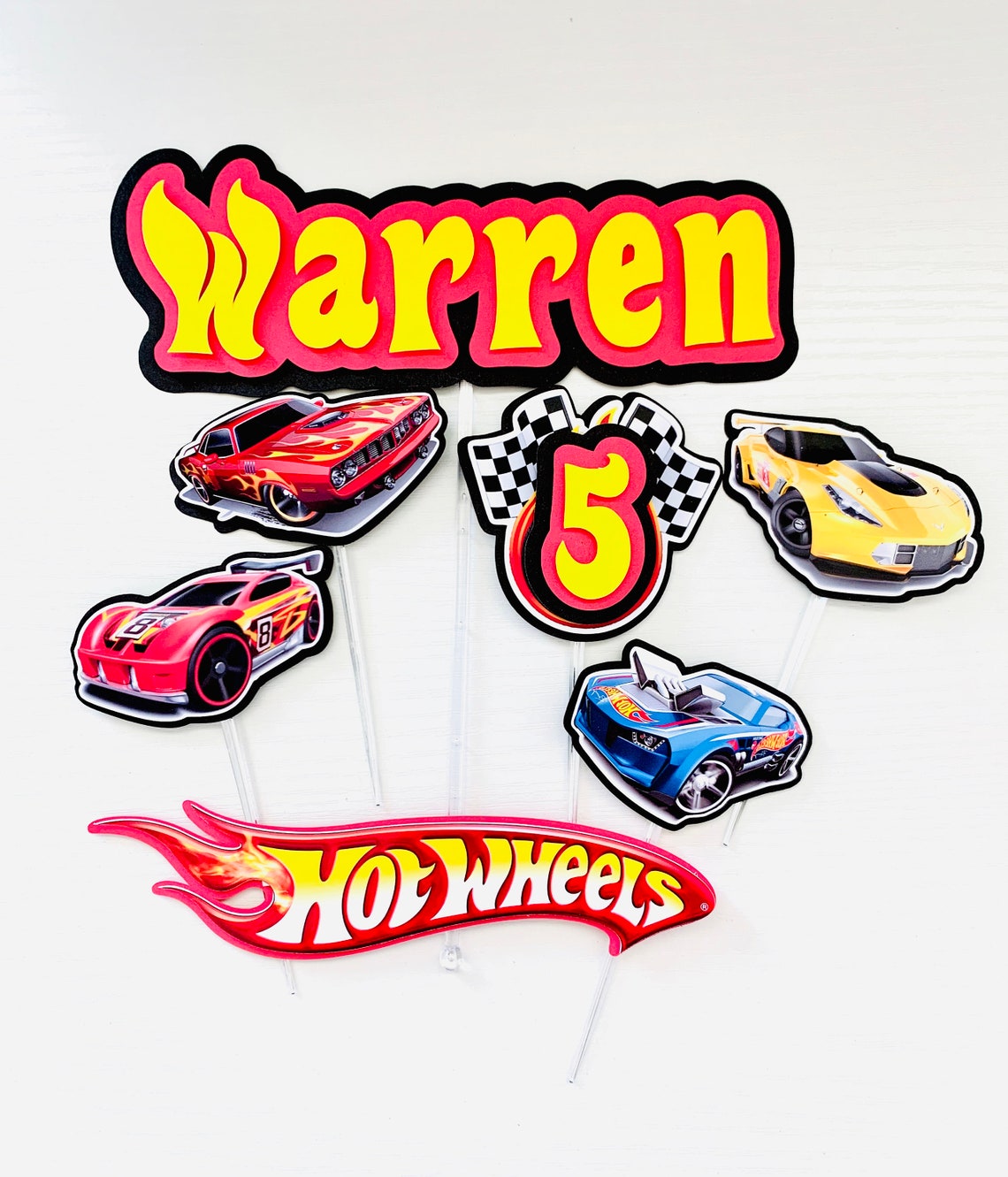Personalized Hot Wheels Theme Cake Topper Etsy
