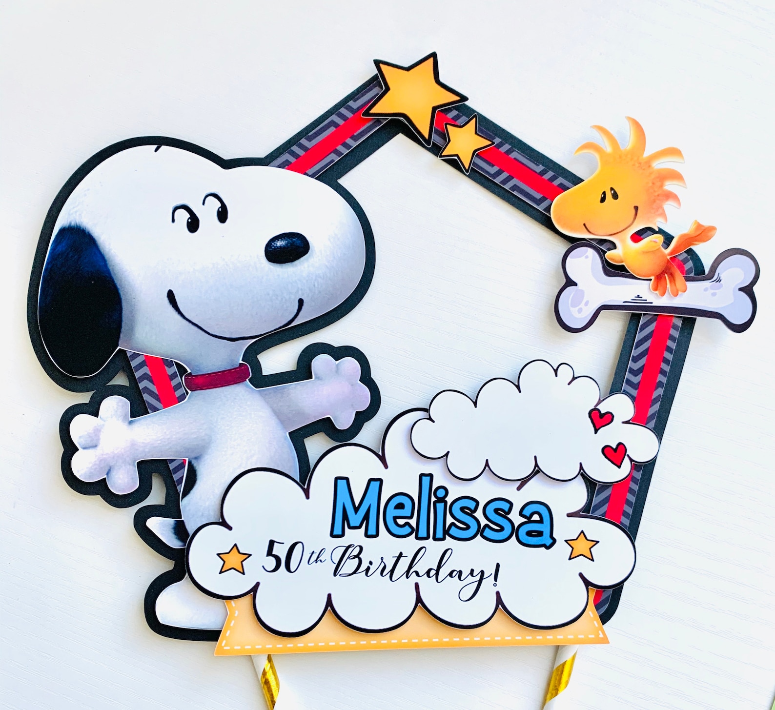Personalized Snoopy Theme Cake Topper Etsy