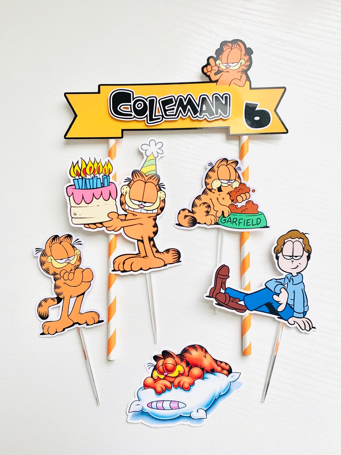 Personalized Garfield Theme Cake Topper | Etsy
