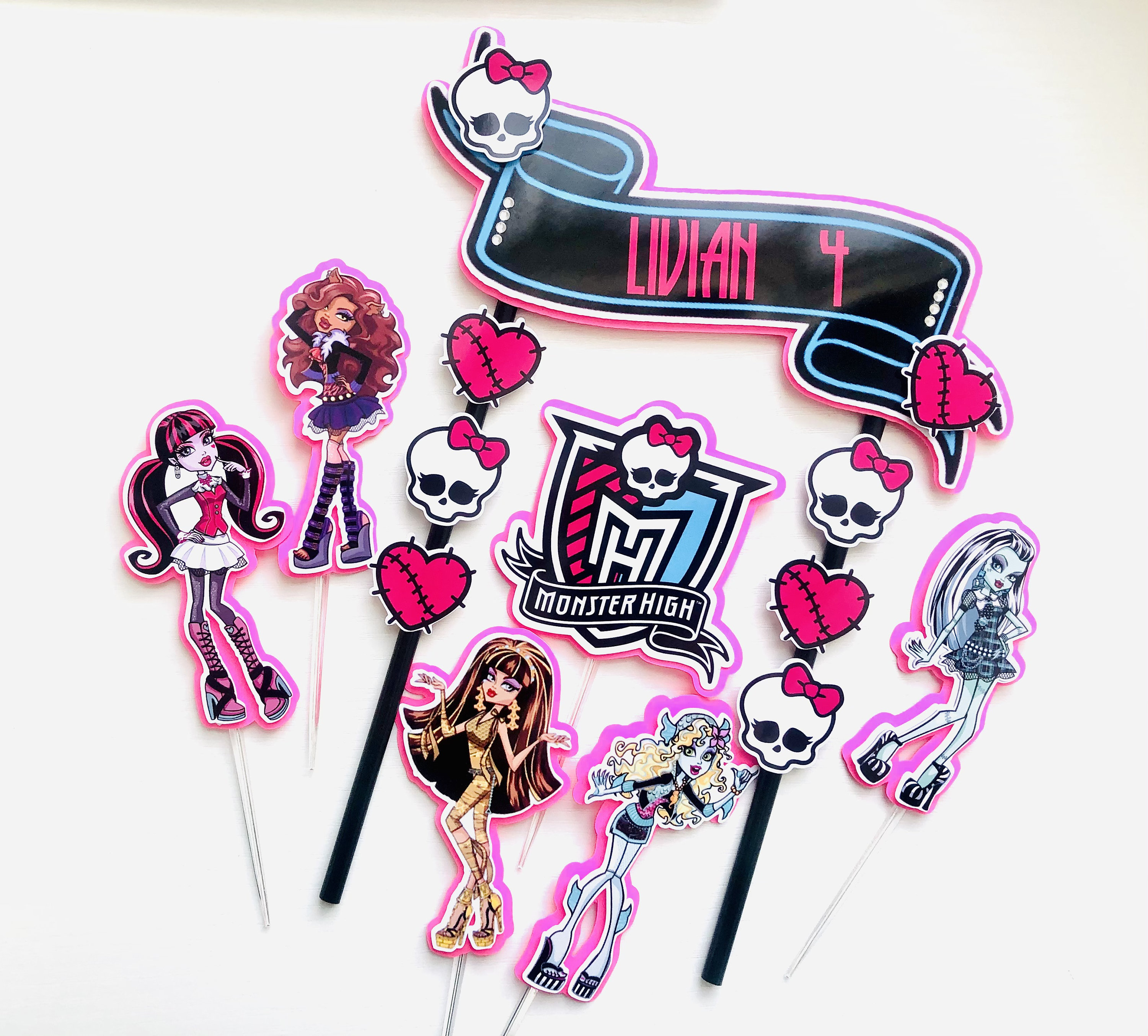 Personalized Monster High Theme Cake Topper Etsy