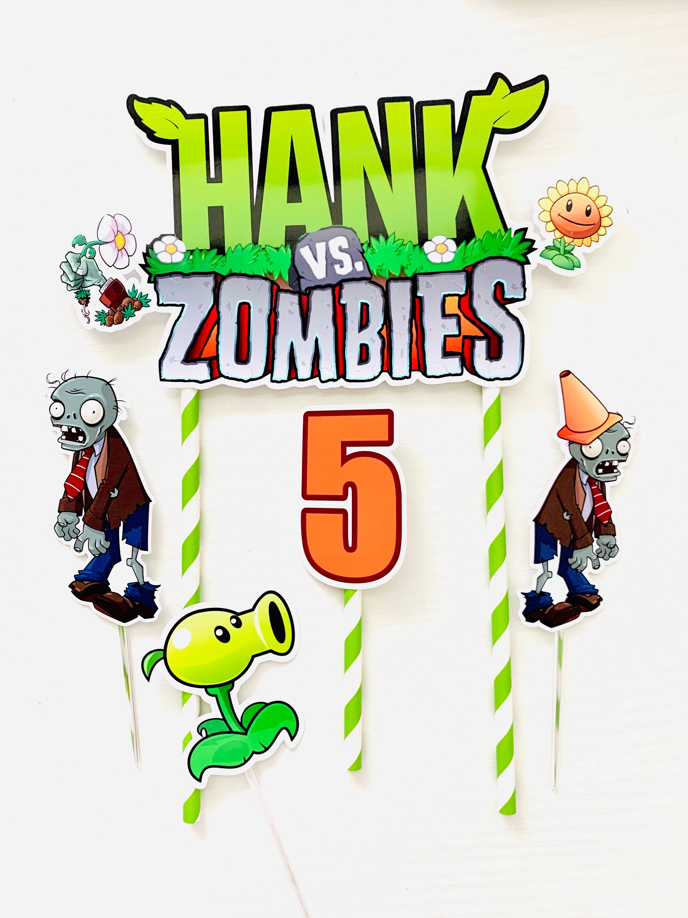 Personalized Plants vs. Zombies Theme Cake Topper Etsy