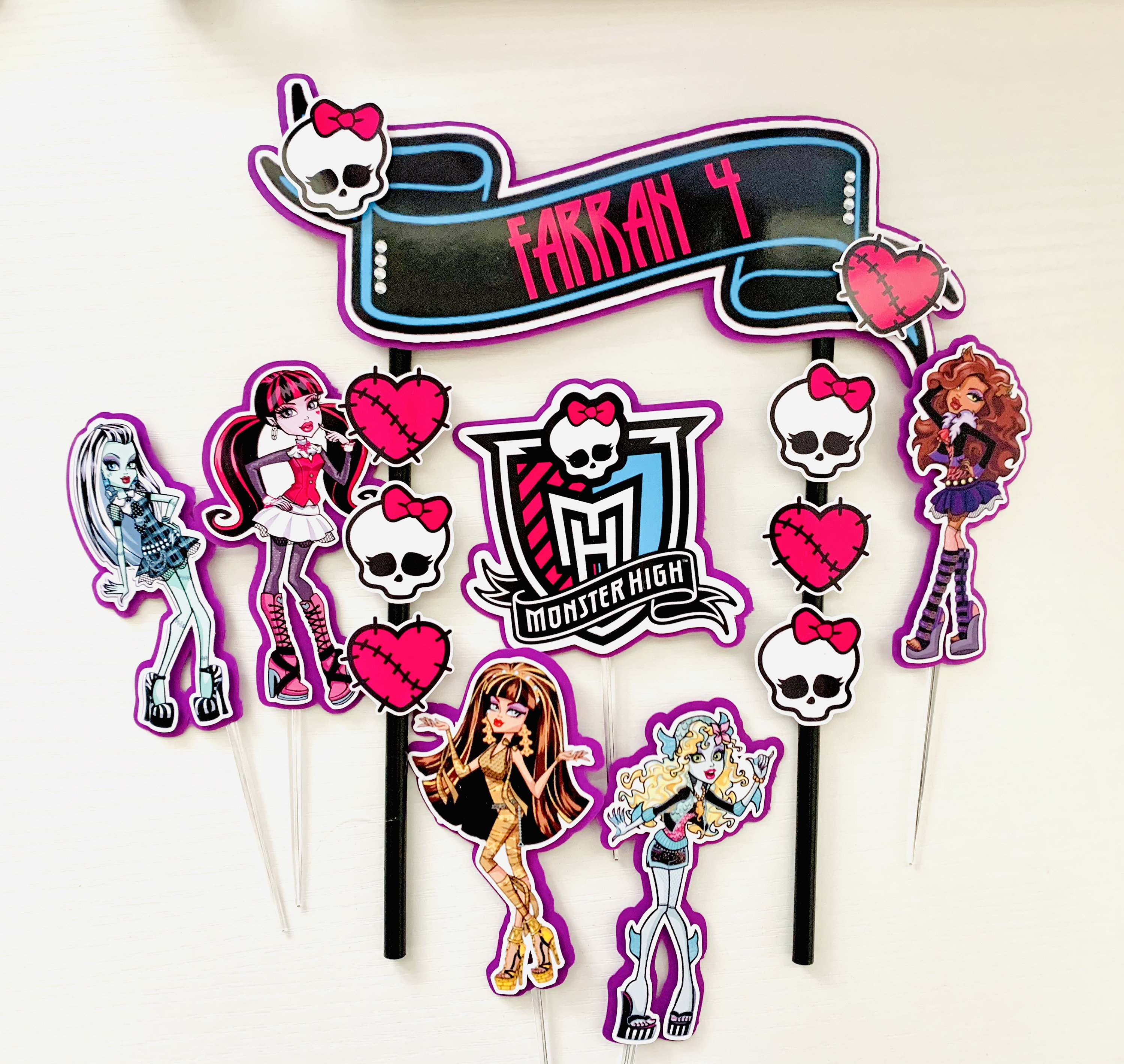 Personalized Monster High Theme Cake Topper Etsy