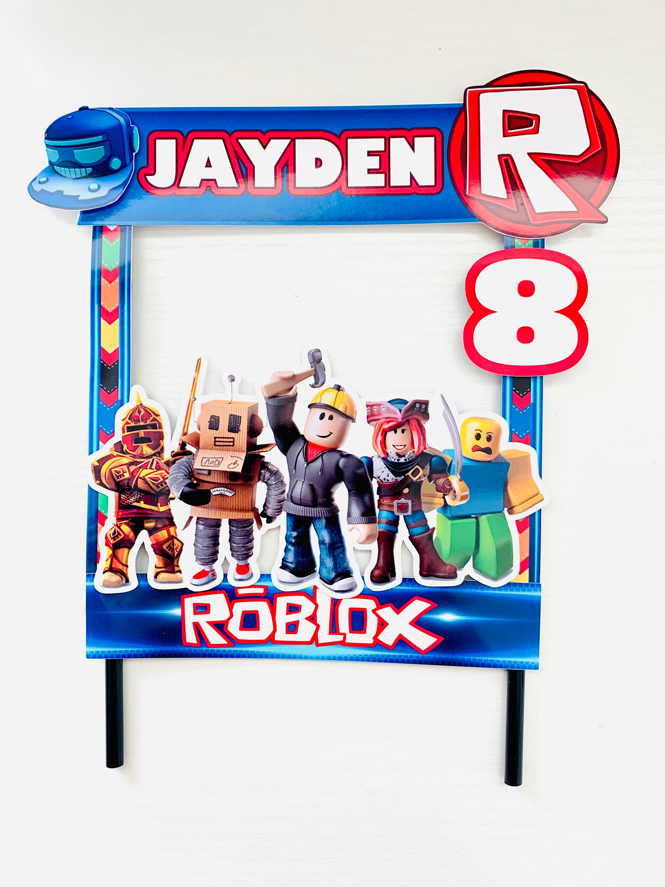 Personalized Roblox Theme Cake Topper Etsy