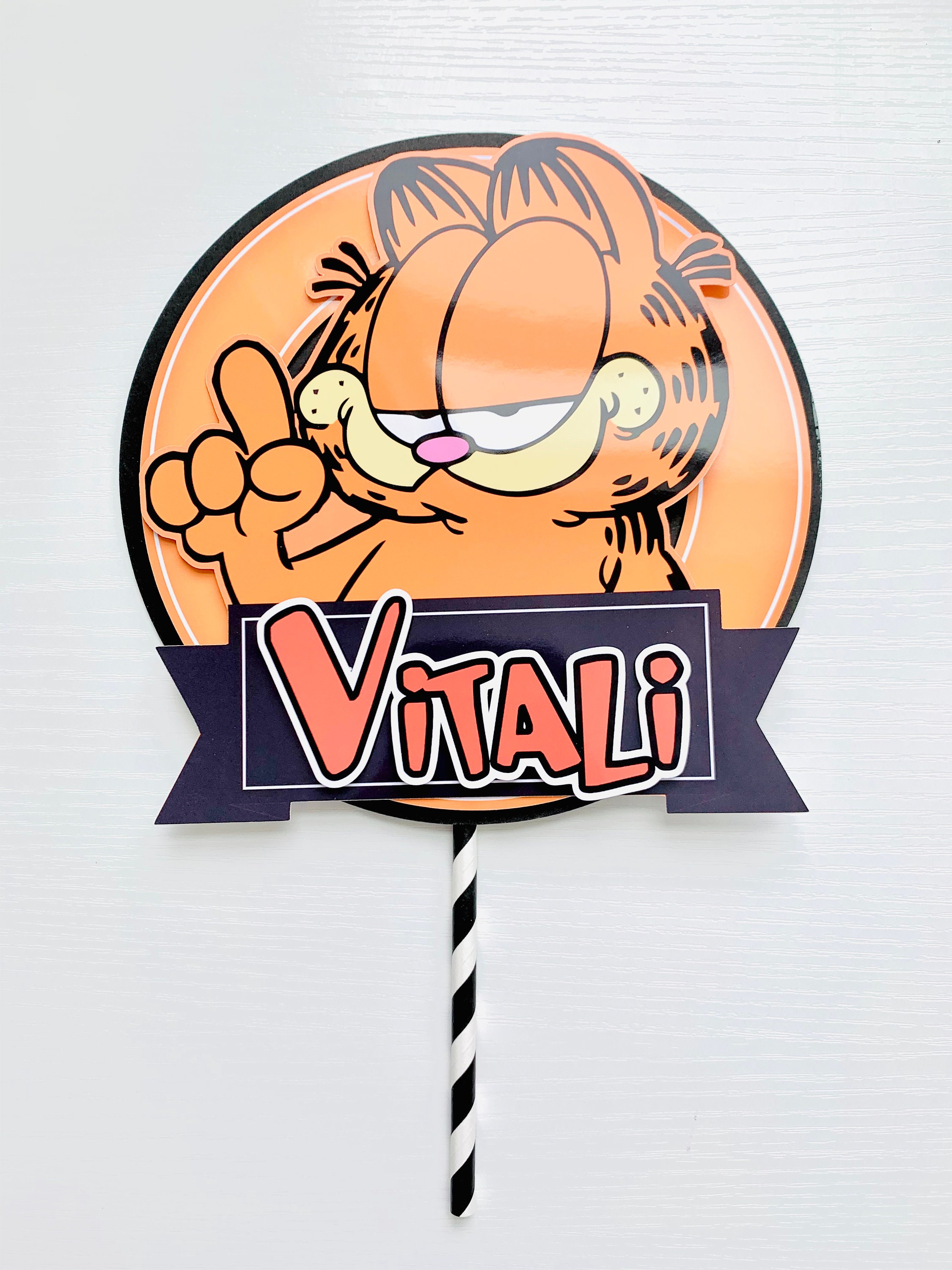 Personalized Garfield Theme Cake Topper | Etsy
