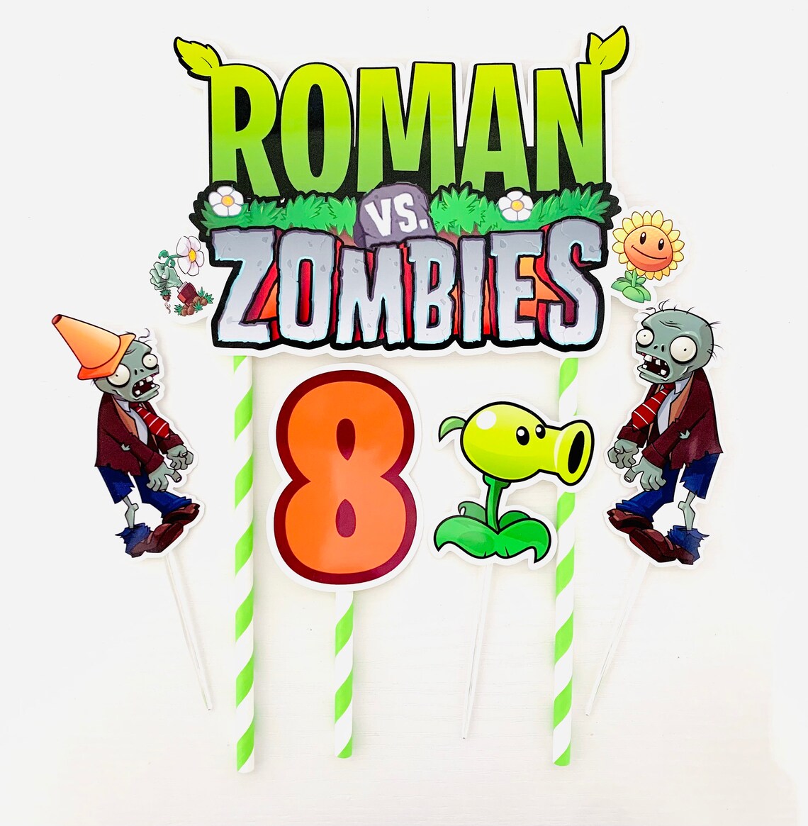Personalized Plants vs. Zombies Theme Cake Topper | Etsy