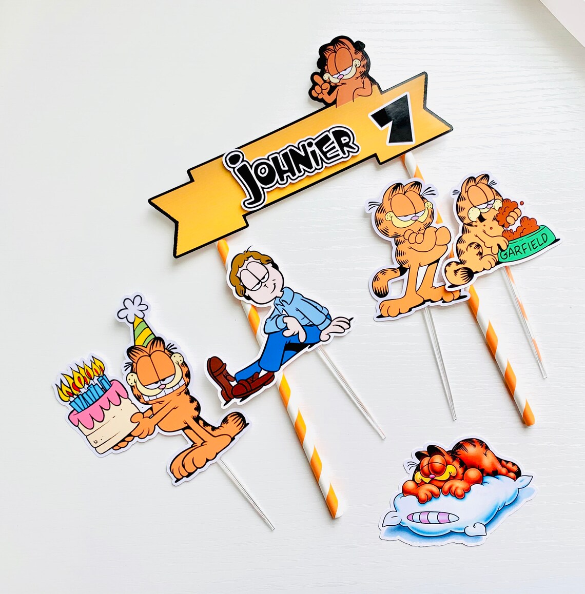 Personalized Garfield Theme Cake Topper | Etsy
