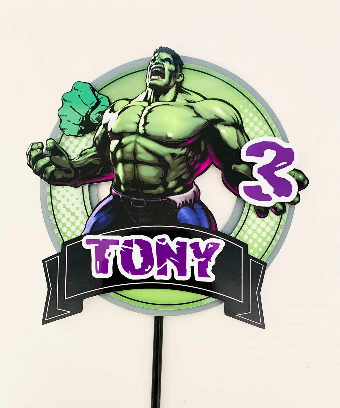 Personalized Hulk Theme Cake Topper Etsy