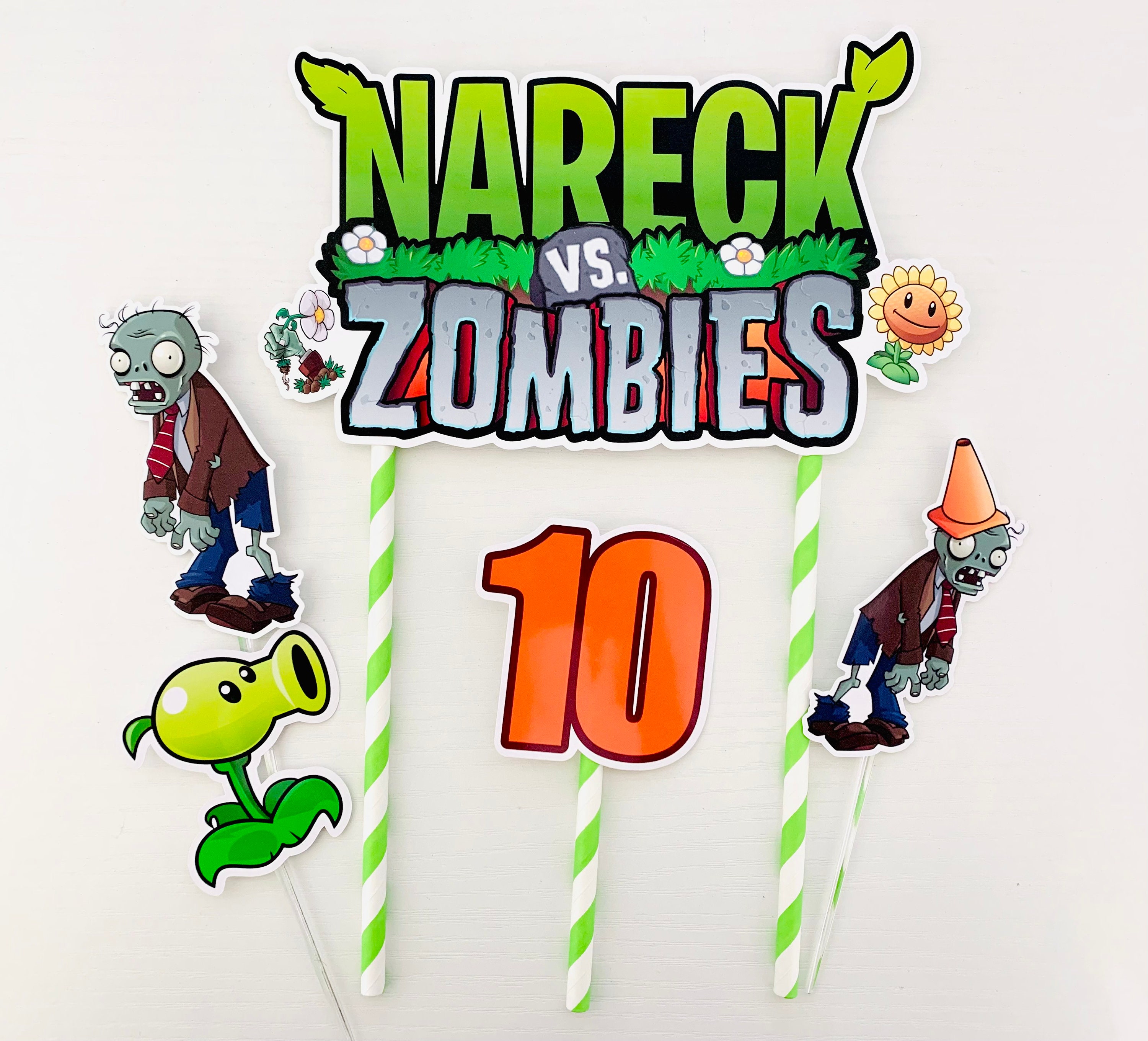 Personalized Plants vs. Zombies Theme Cake Topper Etsy