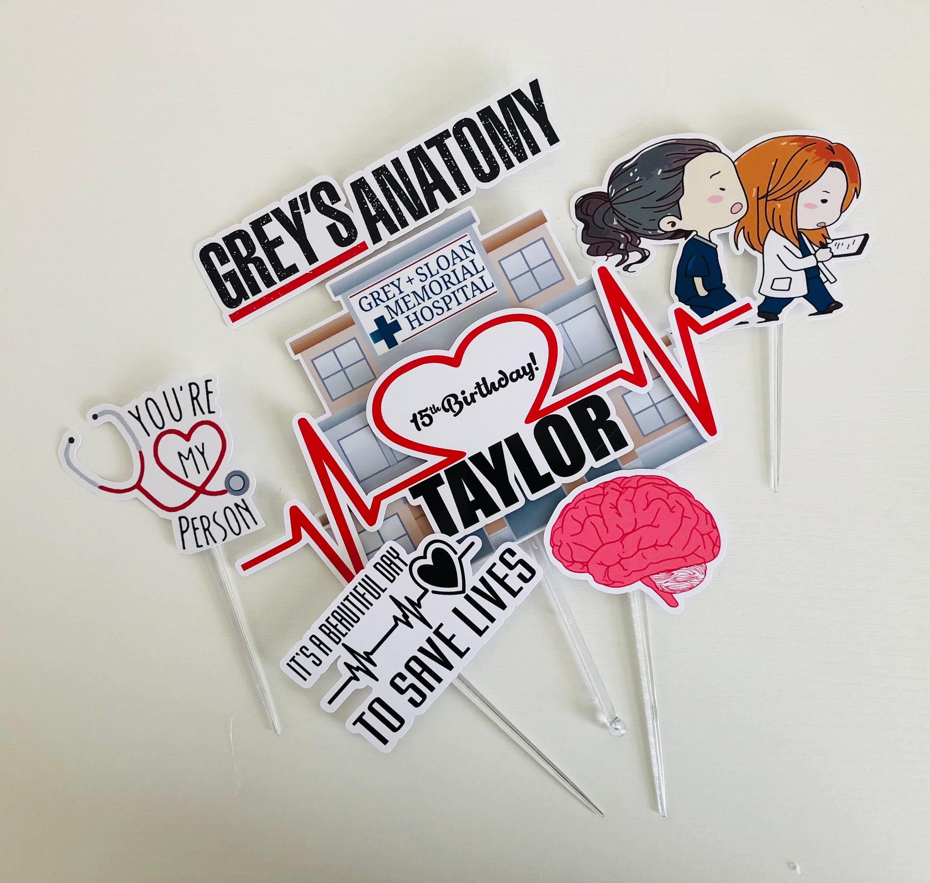 Personalized Grey's Anatomy Theme Cake Topper Etsy