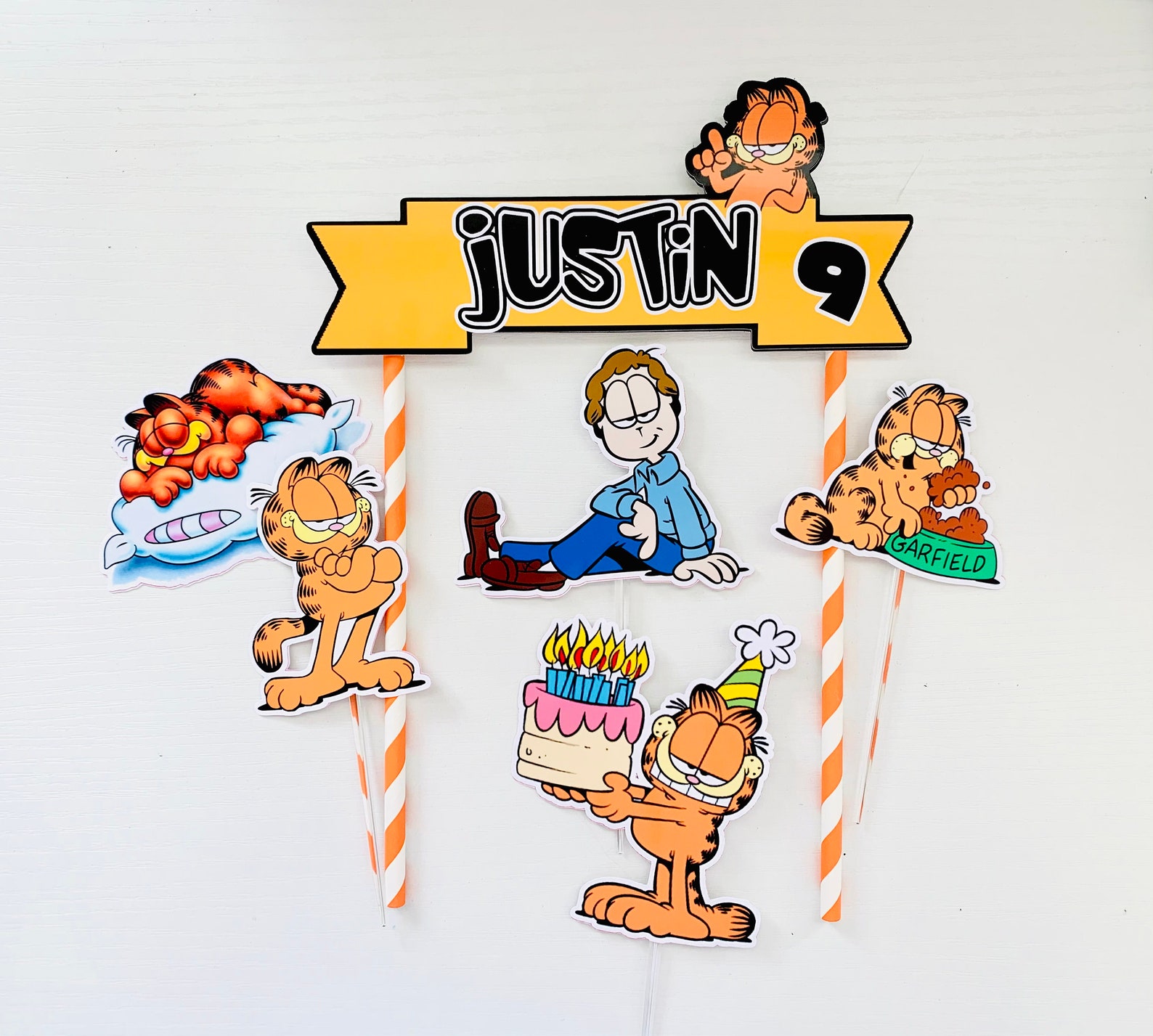 Personalized Garfield Theme Cake Topper | Etsy