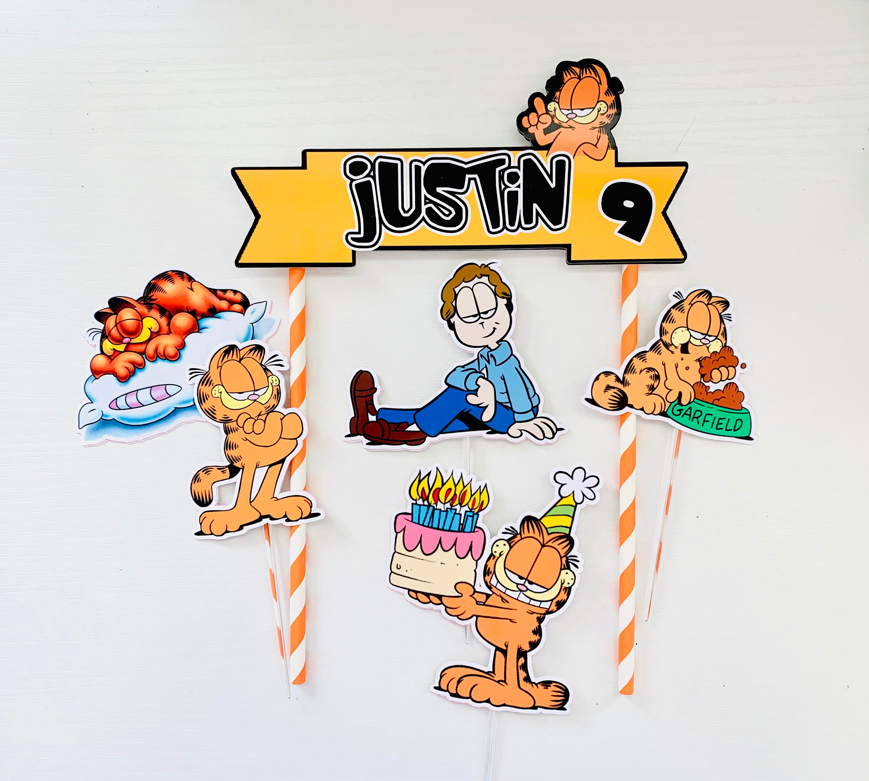Personalized Garfield Theme Cake Topper | Etsy