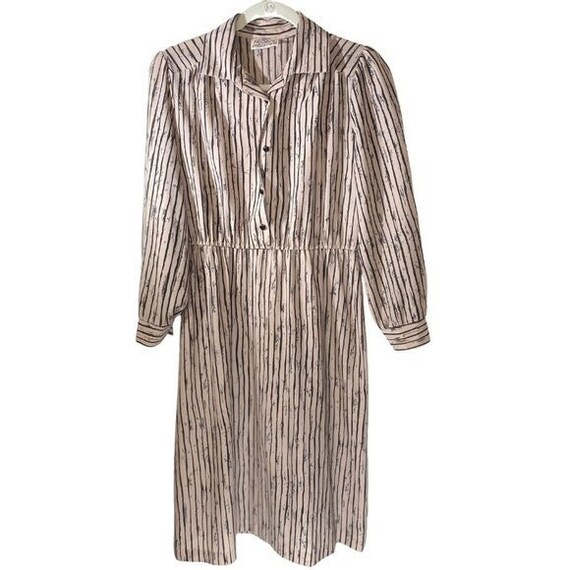 70s Vintage Rustic Stripe Mauve Button-down Dress - image 7