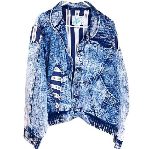 80s 90s Acid Wash Unisex Vintage Bomber Denim Jacket - Etsy
