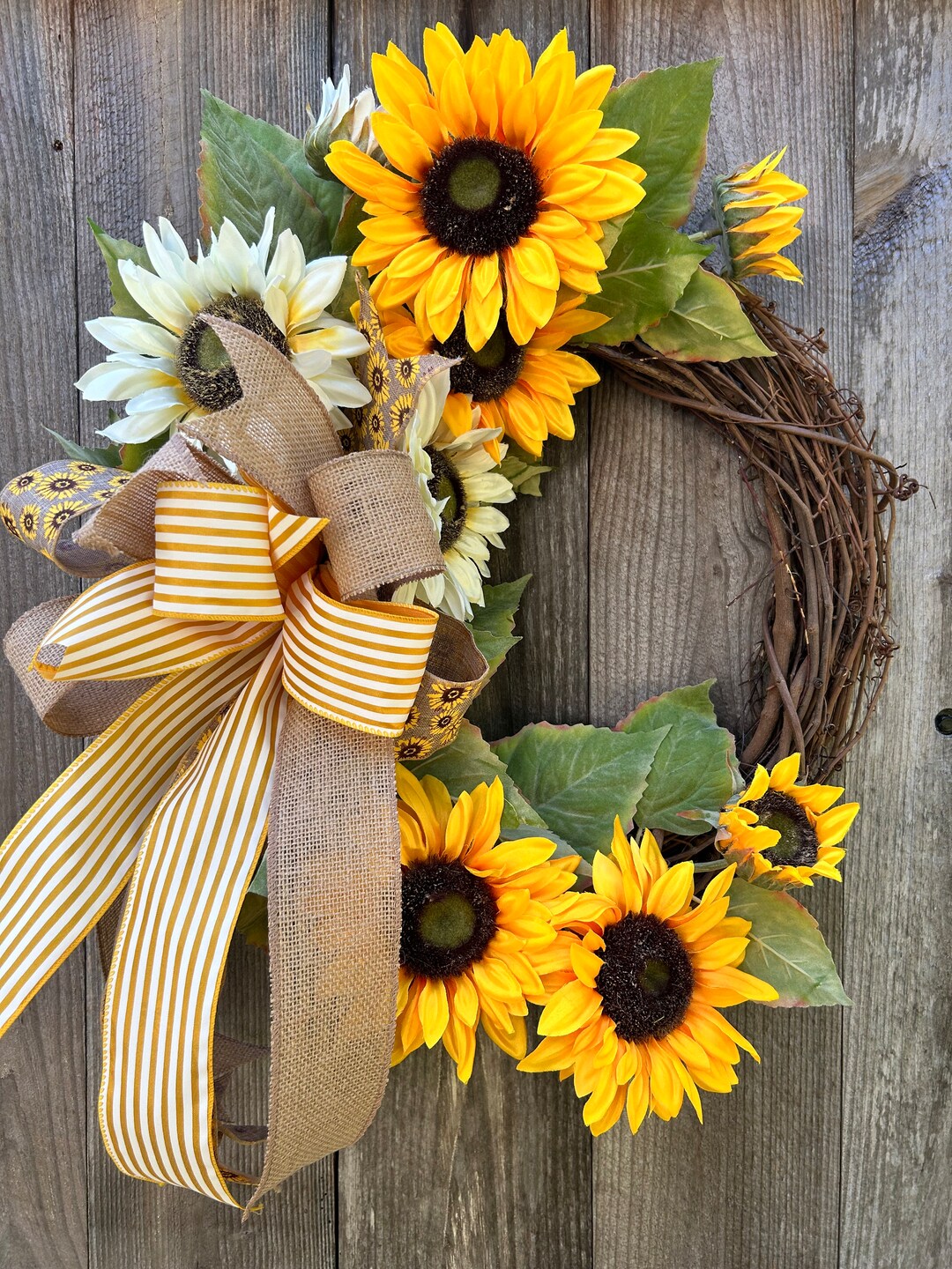 Sunflower Wreath, Farmhouse Wreath, Summer Wreath, Front Door Wreath ...