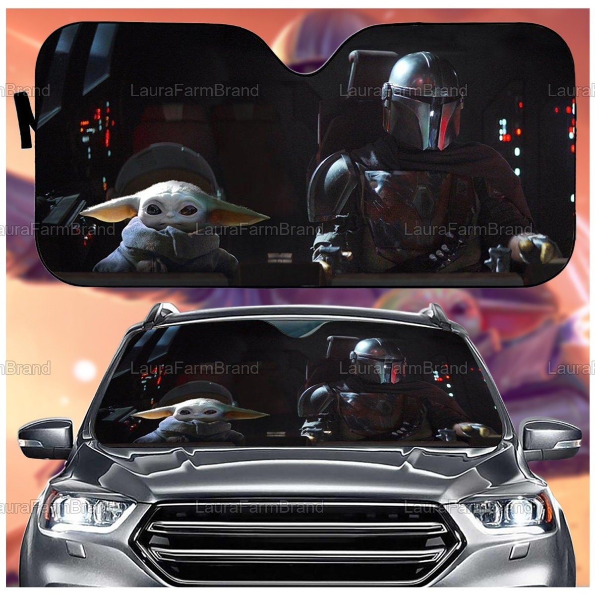 Baby Yoda Sunshade, Starwars Car Windshield Sunshades, Yoda Sunshade