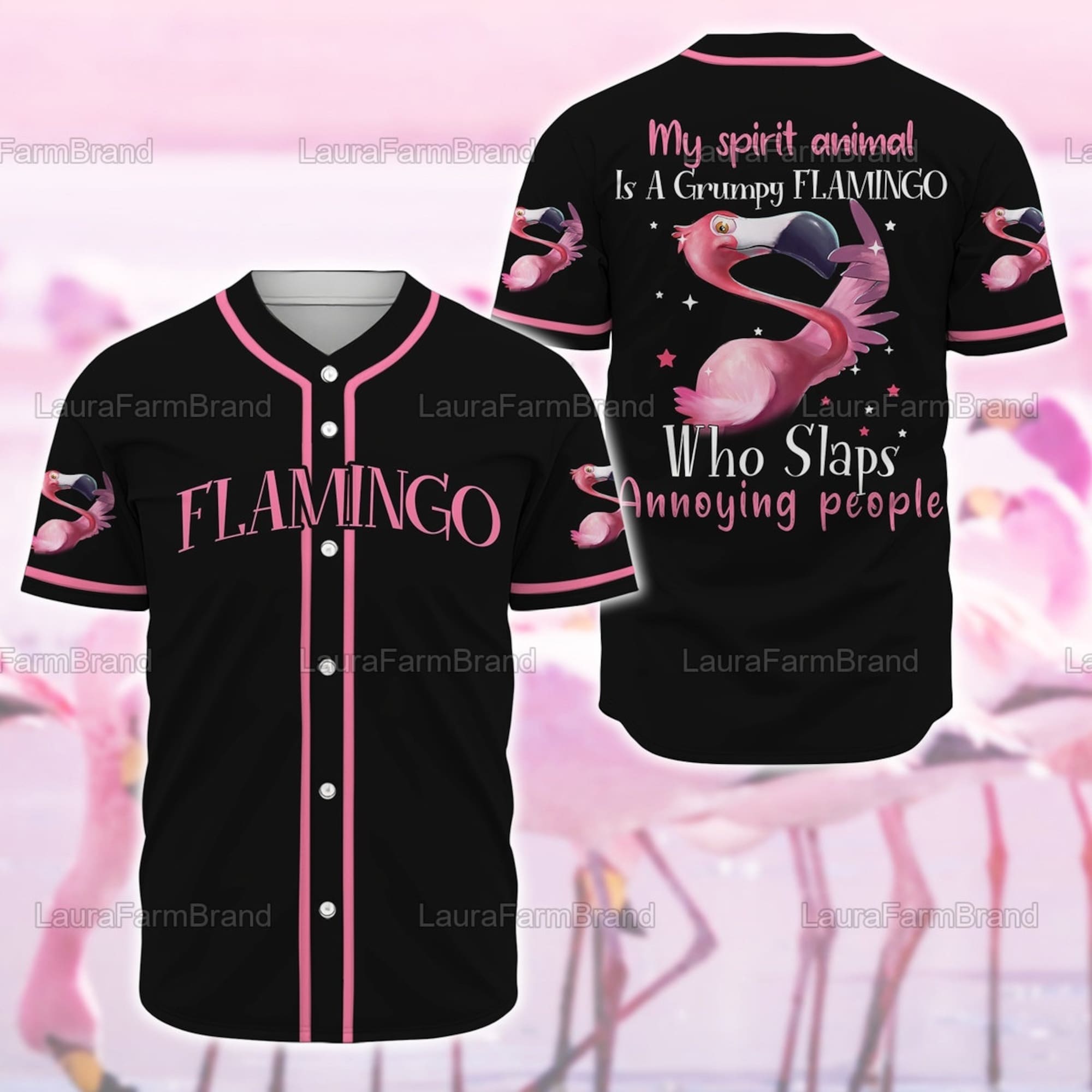 Discover Personalized Name Flamingo Baseball Jersey
