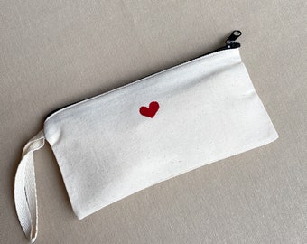 Cute Pencil Case, Classroom Gift, Zipper Pencil Pouch, Cute Stationary, Heart Pencil Case for Teacher and Kid, School Supply