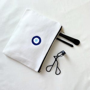 Evil Eye Makeup Bag, Bridesmaid Cosmetic Bag, Women’s Toiletry Zipper Pouch, Bachelorette Party Gift, Travel Organizer Bag, Birthday Gift
