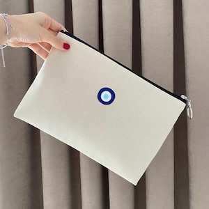 Bolsa grande com zíper para mau-olhado, capa para tablet, bolsa organizadora de viagem, bolsa grande para cosméticos, presente de aniversário, bolsa para artigos de higiene feminina, bolsa para livros com zíper