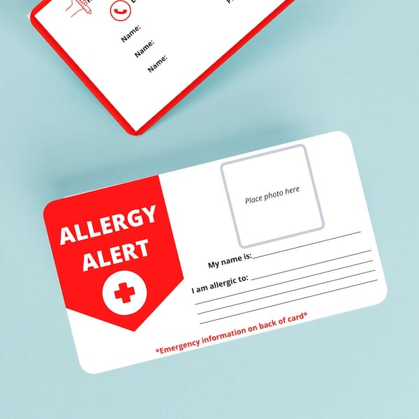 Emergency: Allergy Alert Wallet/Backpack/Purse Card