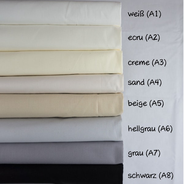 Baumwollstoff Meterware Uni Stoff weiß grau schwarz beige ecru 240 cm Maxi-Breite 100% Baumwolle Öko-Tex Baby Kind