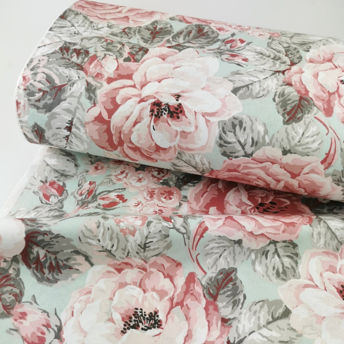 Rosenstoff Meterware 5m - 100% Baumwolle Vintage Blumenmuster 150cm Breit