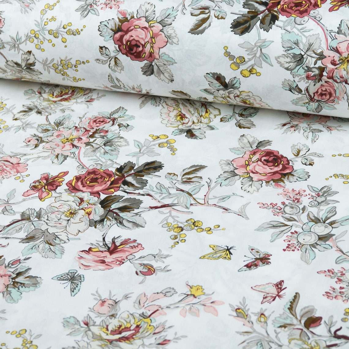 7er Set Baumwollstoff Quadrate - Blumen-Punkt Muster Für Nähen & Patchwork