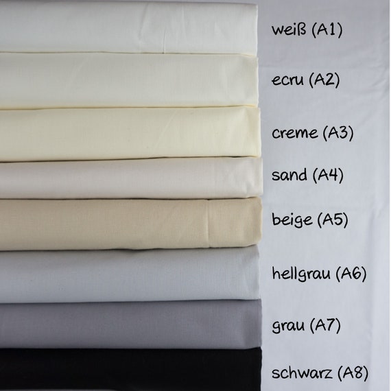 Baumwollstoff Meterware Uni Stoff Weiß Grau Schwarz Beige Ecru 240