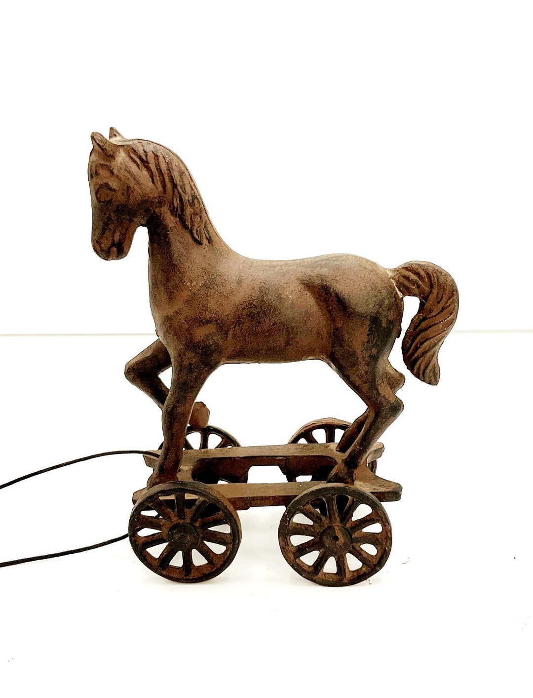 Vintage Cast Iron Horse Pull Toy Etsy