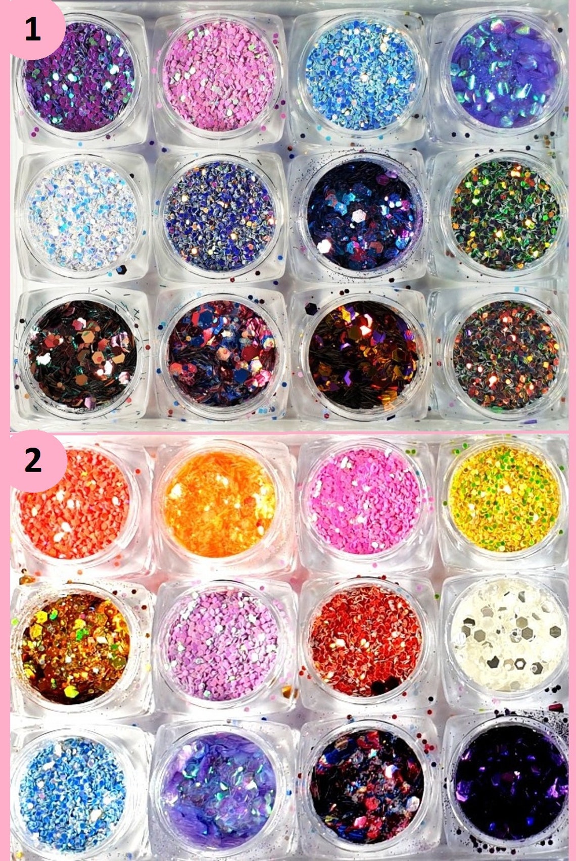12 Pack Set Glitter Pots Chunky Holographic Fine Festival Etsy