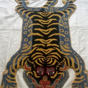 Tibetan Tiger Skin Rug Home Decor Mat Animal Skin Wall hanging For Living Room Bedroom Guest Room Anti-Slip Rug Gift 5x8,4x6,3x5,2x3 feet