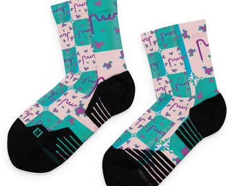 Checkered Ankle Socks – Purple Patterned Polyester Sports Socks