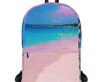 Purp Ilha Caribe Backpack - Tropical travel & leisure backpack - Pastel Abstract Design Bag - Athleisure Accessories